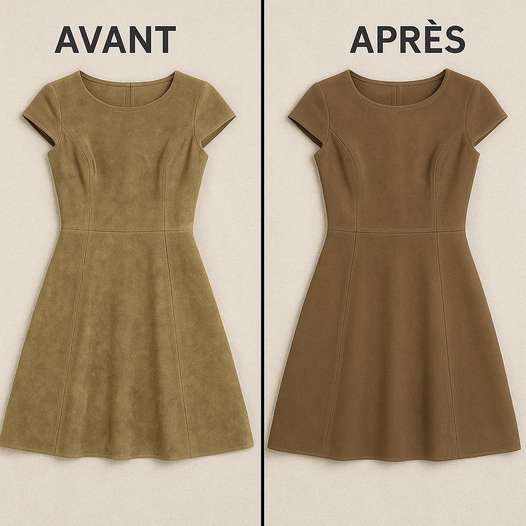 Robe en daim Avant/Après